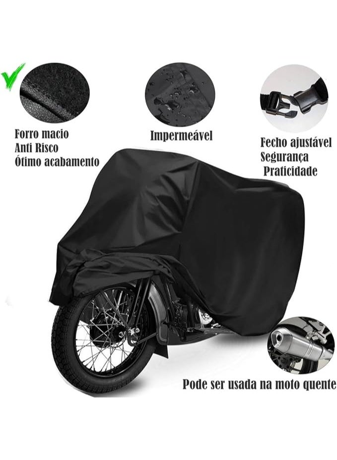 Waterproof Black Motorcycle Cover, Motorcycle Cover Oxford 190T, Protection Against Dust, UV, Debris, Rain, for Motorcycles - Image 2